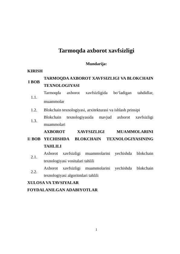 Tarmoqda axborot xavfsizligi