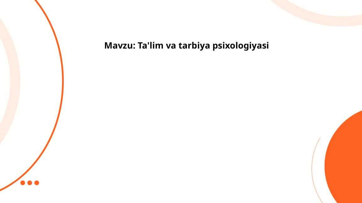 Ta'lim va tarbiya psixologiyasi