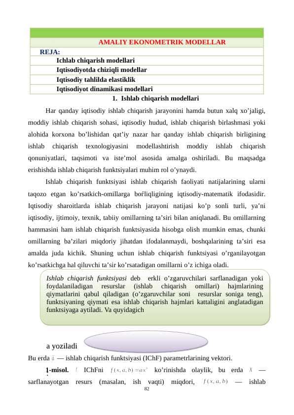 AMALIY EKONOMETRIK MODELLAR