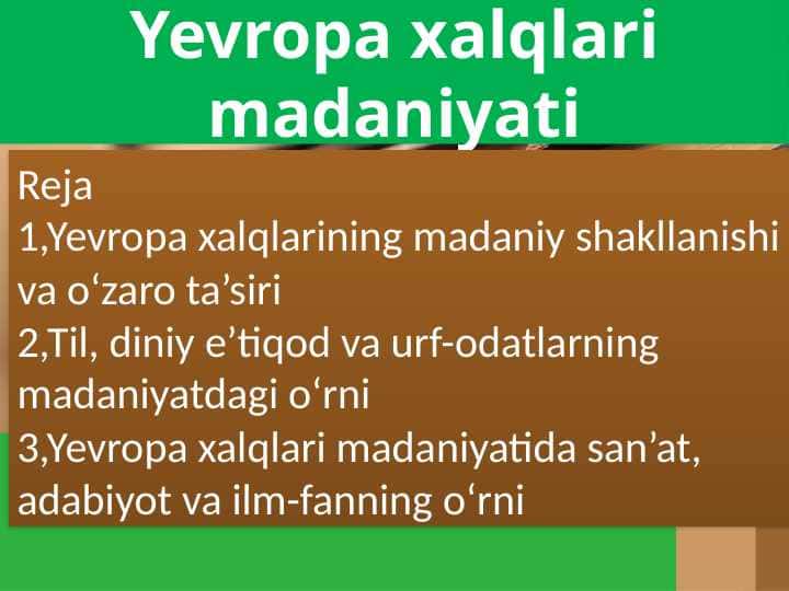 Yevropa xalqlari madaniyati