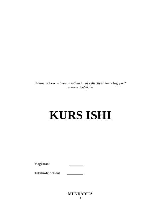 Ekma za'faron - Crocus sativus L. ni yetishtirish texnologiyasi