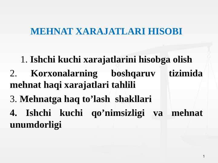 MEHNAT XARAJATLARI HISOBI
