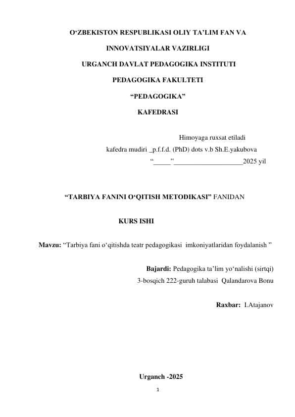Bolalar o`smirlar sport maktablari o`quv mashg`ulotlari