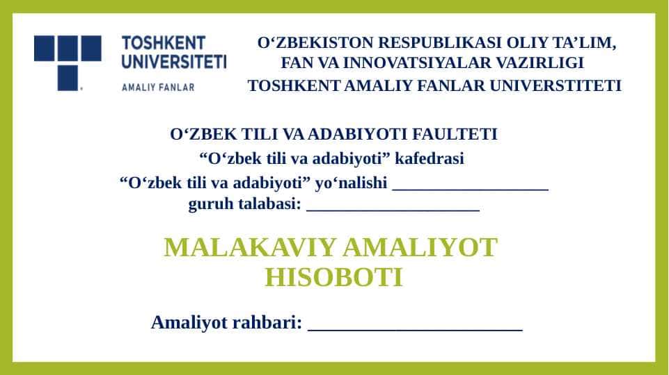 Ona tili va adabiyot amaliyot hisboti