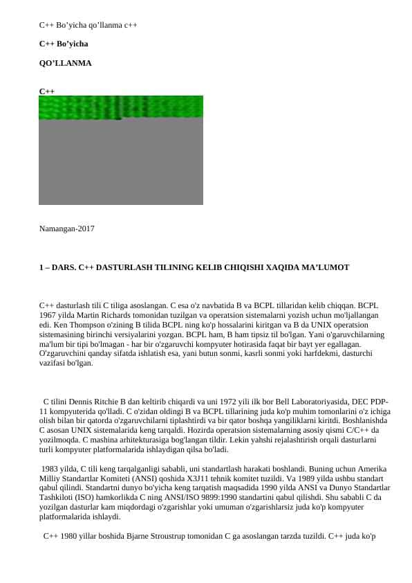 C++ Bo’yicha qo’llanma c++ fayllar.org