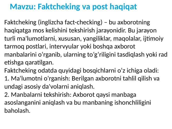 Faktcheking va post haqiqat