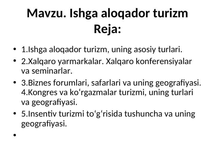 Ishga aloqador turizm