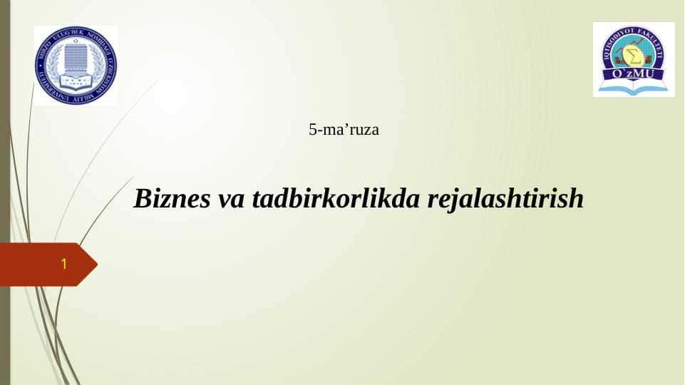 Biznes va tadbirkorlikda rejalashtirish