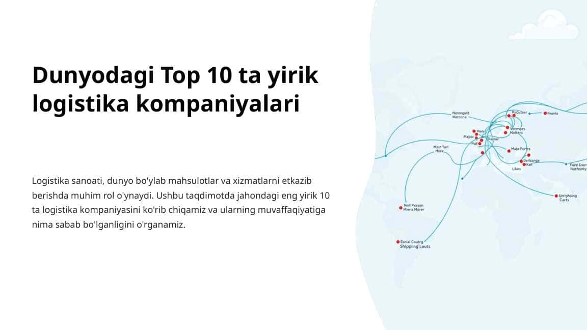 Dunyodagi Top 10 ta yirik logistika kompaniyalari