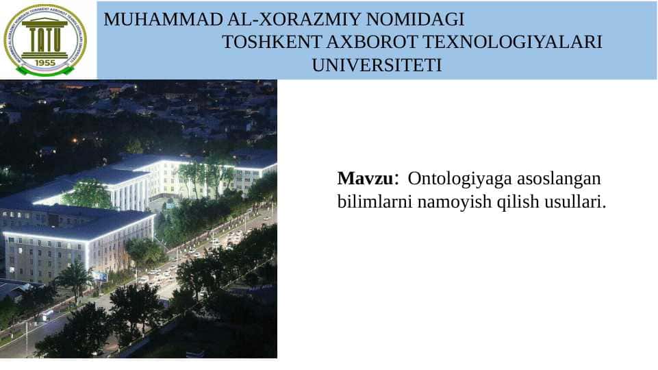 Ontologiyaga asoslangan bilimlarni namoyish qilish usullari