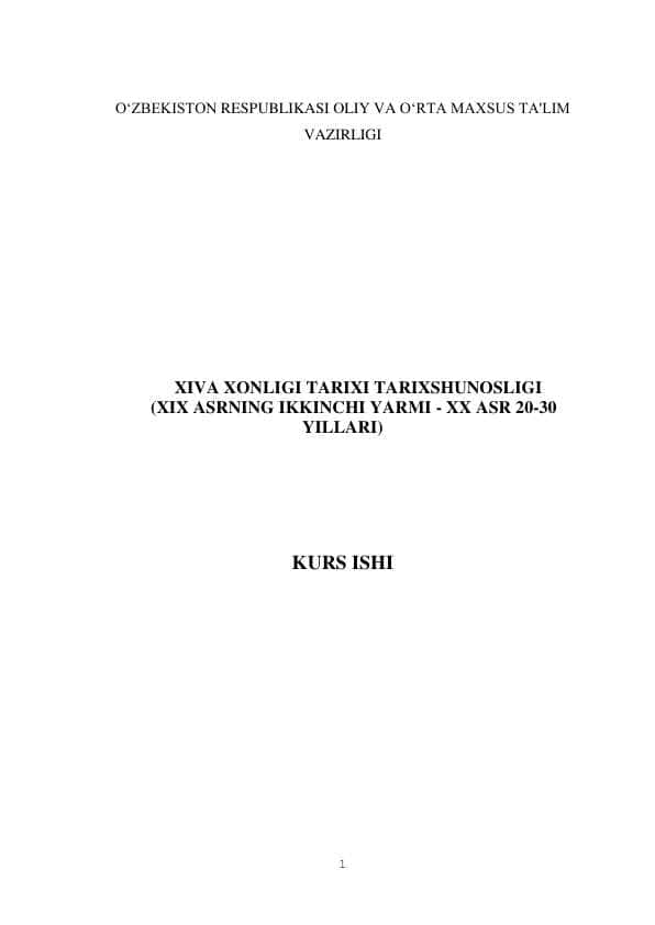 Xiva Xonligi Tarixi Tarixshunosligi