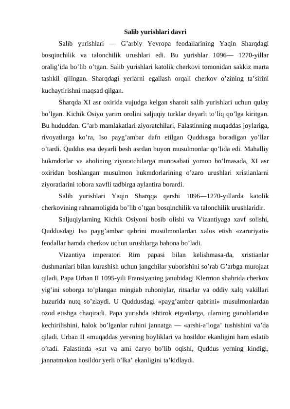 Salib Yurishlari Davri