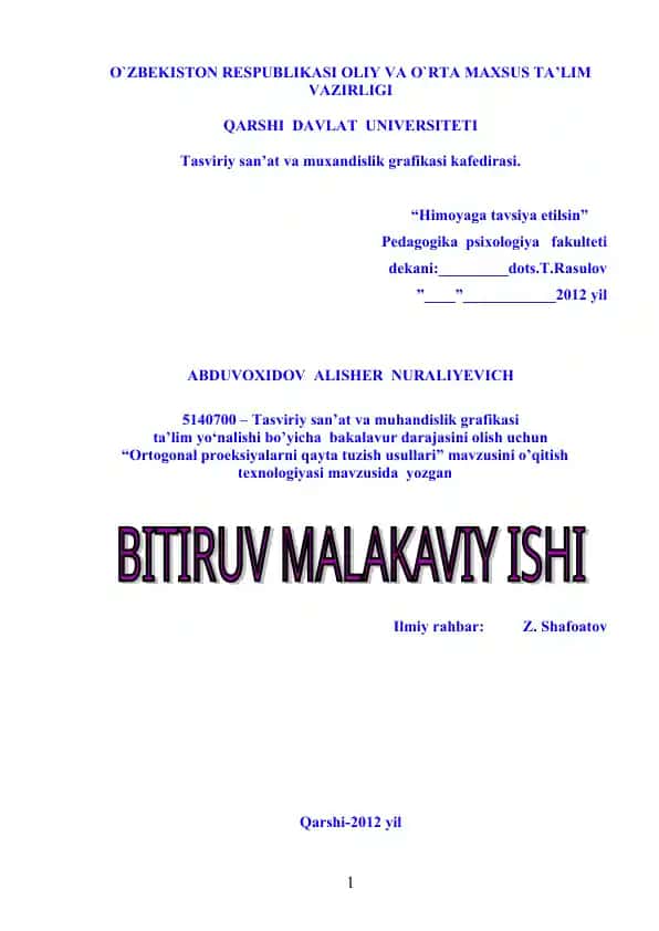 Оrtogonal proeksiyalarni qayta tuzish usullari