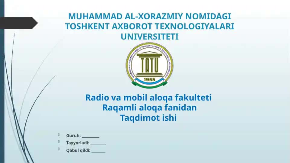 Signallarni modulyatsiyalash Faza modulyatsiyasi asoslari mavzusida Taqdimot ishi