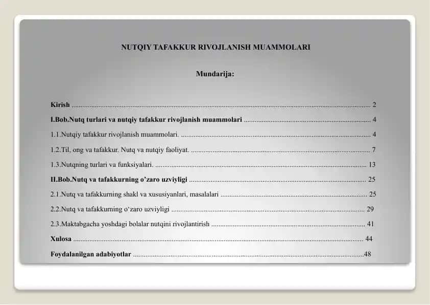 Nutqiy Tafakkur Rivojlanish Muammlari
