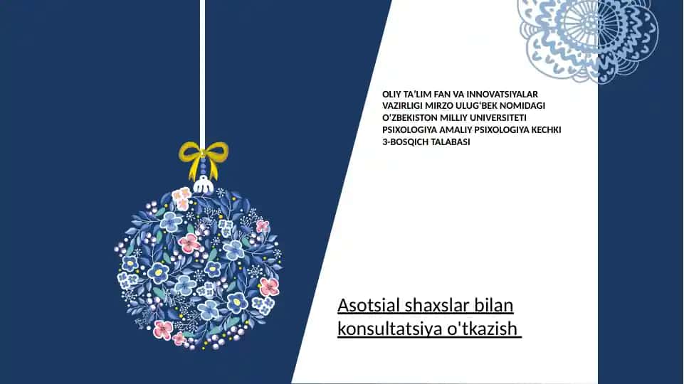 Asotsial shaxslar bilan konsultatsiya o'tkazish