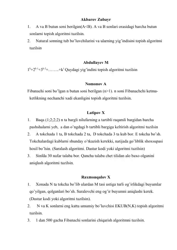 Matematik algoritmalar