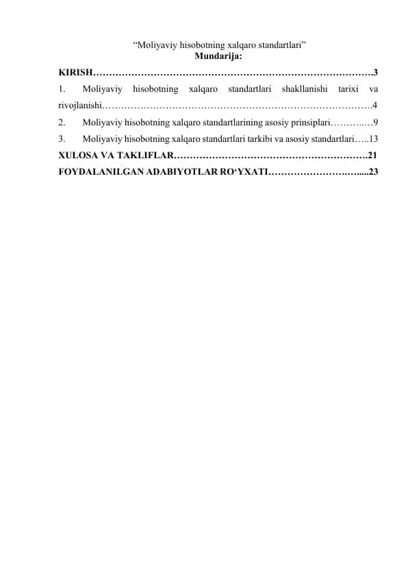 Moliyaviy hisobotning xalqaro standartlari