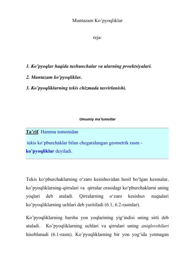 MUNTAZAM KO'PYOQLIKLAR