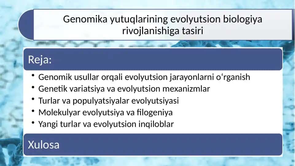 Genomika yutuqlarining evolyutsion biologiya rivojlanishiga tasiri