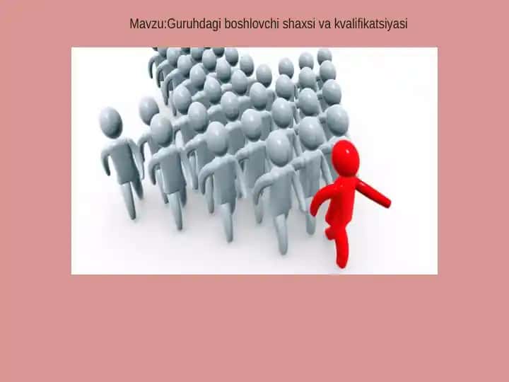 Guruhdagi boshlovchi shaxsi va kvalifikatsiyasi