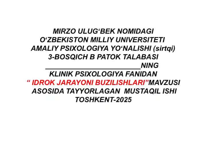 IDROK JARAYONI BUZILISHLARI