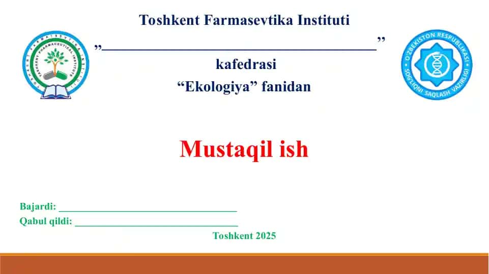 26. Atrof muhitning ifloslanishi. Taqdimot 12 bet.
