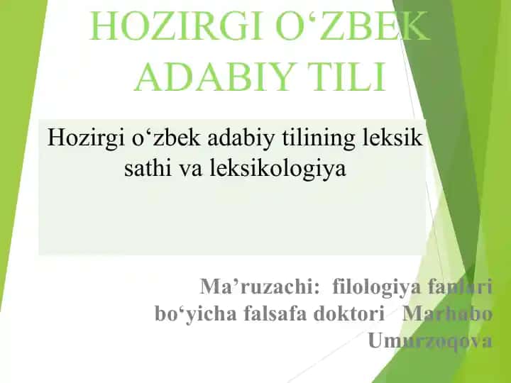 Hozirgi O‘zbek Adabiy Tili
