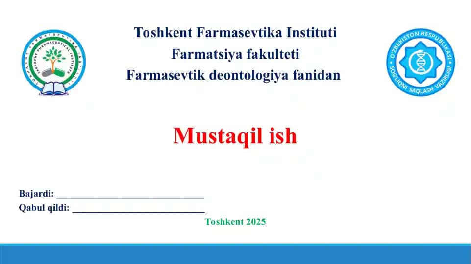 11. Farmasevtik etika va deontologiya tamoyillari. Taqdimot 11 bet