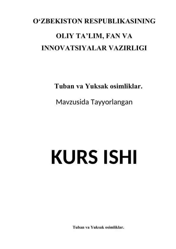 Tuban va Yuksak osimliklar