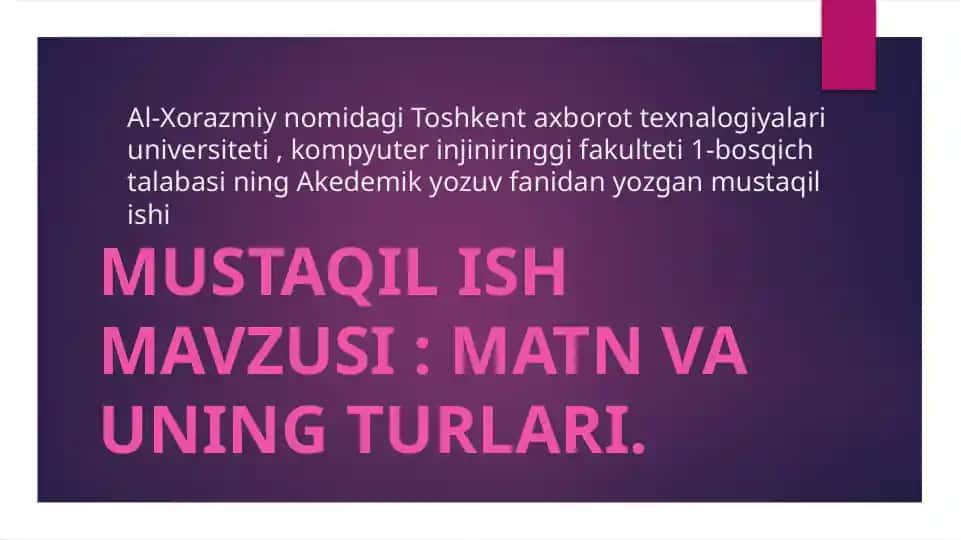 Matn va uning turlari