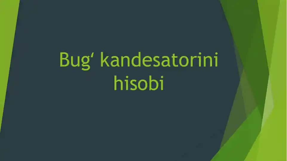 Bugʻ kondensatorini hisobi