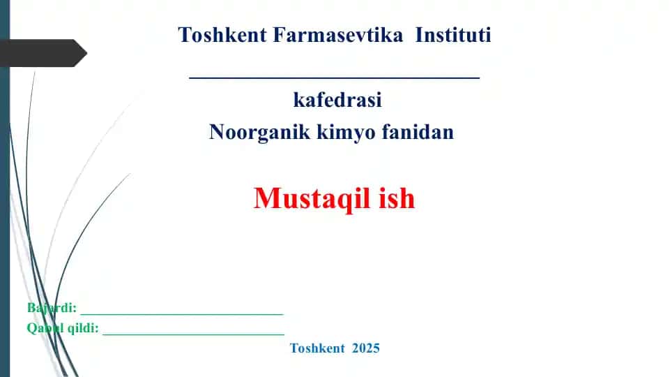 9. Oksidlanish-qaytarilish reaksiyalari yo’nalishini standart potensiallar qiymatiga qarab aniqlash. Taqdimot 12 bet.