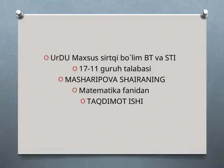 Tekislikda to`g`ri chiziq tenglamalari, kesmalar bo`yicha tenglamasi