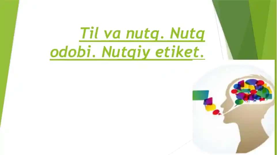 Til va nutq. Nutq odobi. Nutqiy etiket.