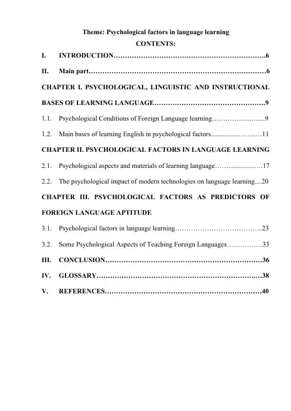 Psychological factors in language learning