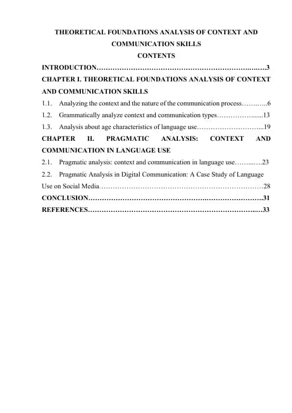 THEORETICAL FOUNDATIONS ANALYSIS OF CONTEXT AND COMMUNICATION SKILLS