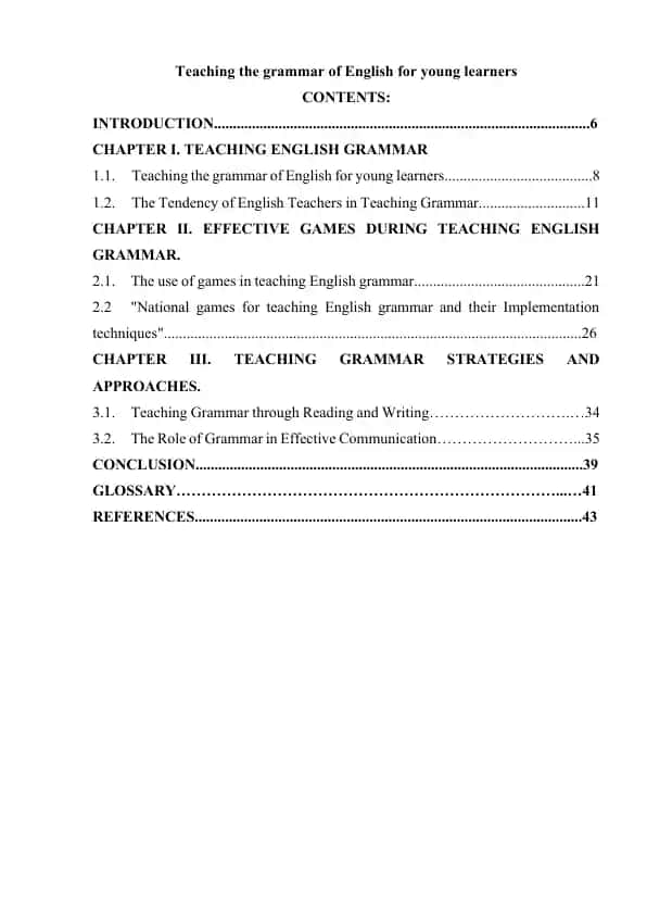 Teaching the grammar of English for young learners