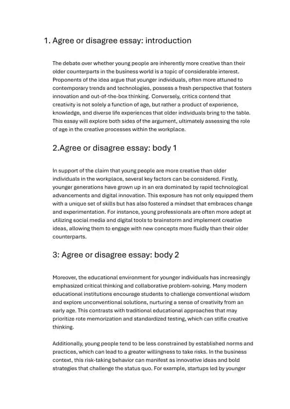 Agree and disagree essay