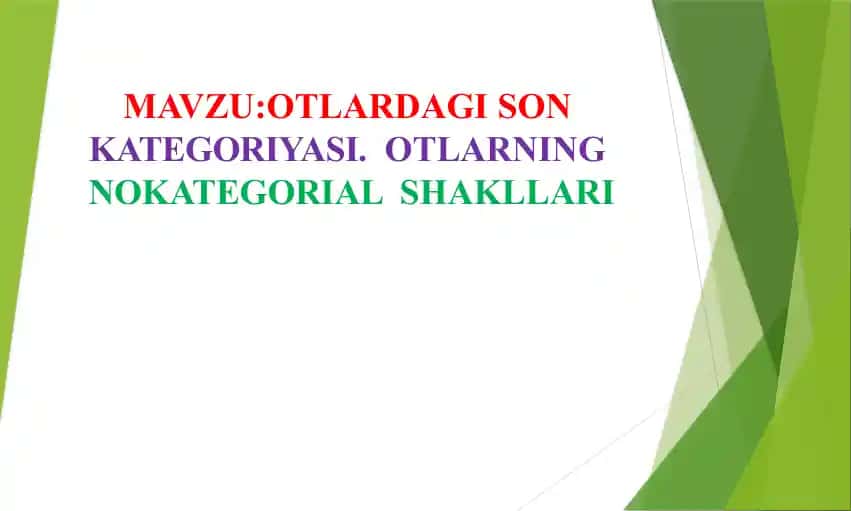 Otlardagi Son Kategoriyasi. Otlarning Nokategorial Shakllari