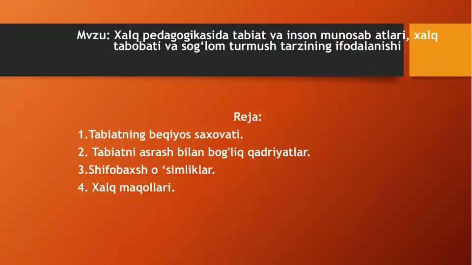 Xalq pedagogikasida tabiat va inson munosabatlari