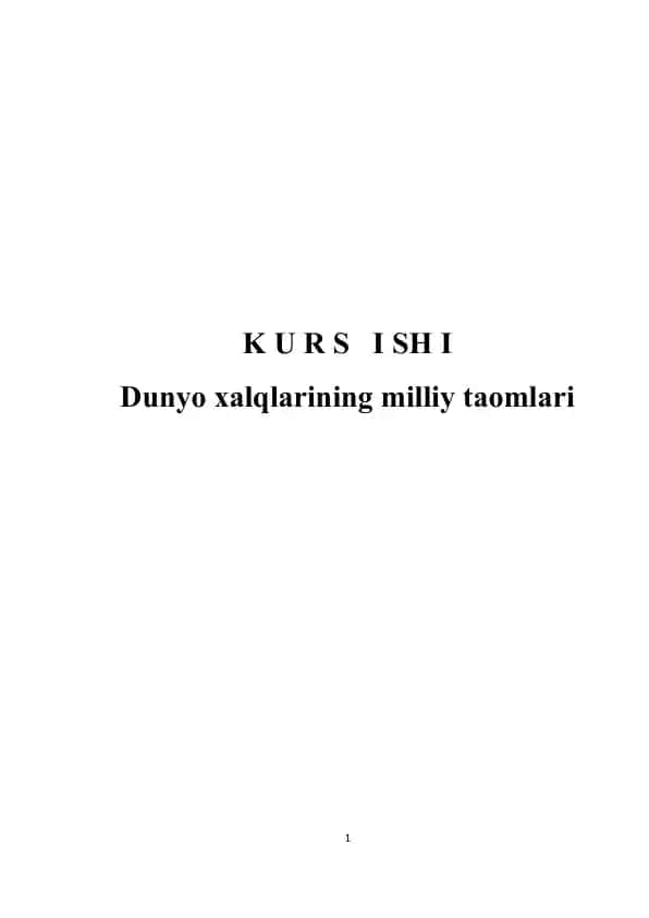 Dunyo xalqlarining milliy taomlari