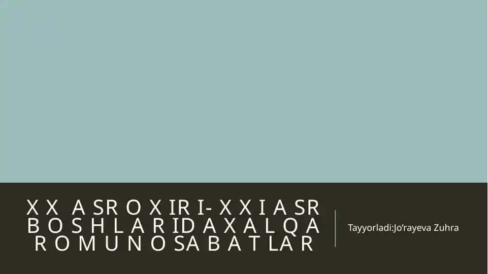 Xalqaro Munosabatlar