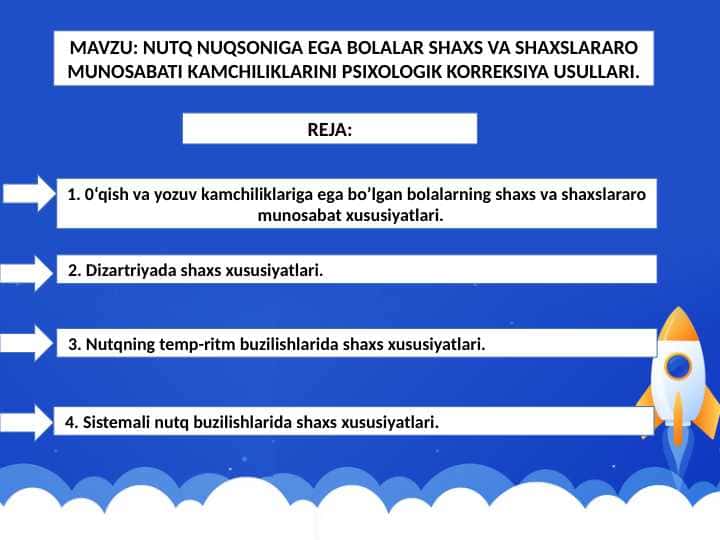 NUTQ NUQSONIGA EGA BOLALAR SHAXS VA SHAXSLARARO MUNOSABATI KAMCHILIKLARINI PSIXOLOGIK KORREKSIYA USULLARI