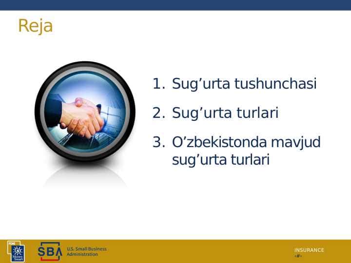 Sug`urta tushunchasi, turlariva O`zbekistondagi sug`urtalar