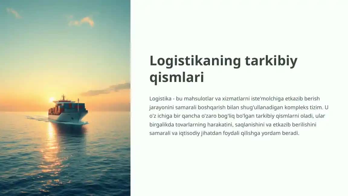 Logistikaning tarkibiy qismlari