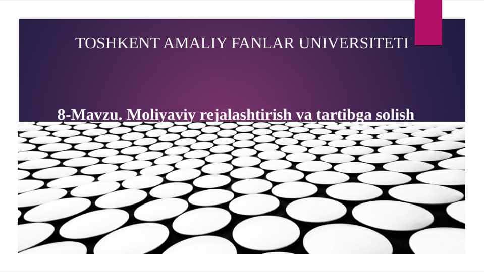 Moliyaviy rejalashtirish va tartibga solish