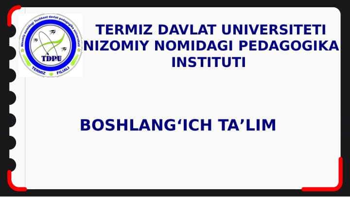 BOSHLANG'ICH MAKTABDA INTEGRATSIYALASHGAN TA’LIMDAN FOYDALANISHNING METODIK XUSUSIYATLARI
