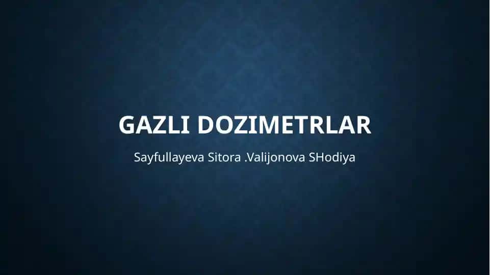 Gazli dozimetrlar
