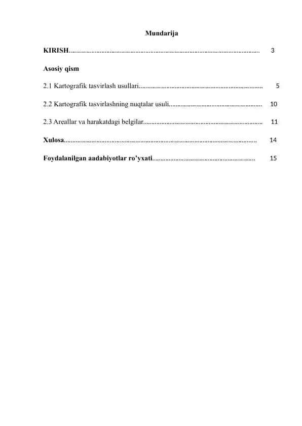 Kartografik tasvirlash usullari
